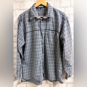 Men’s Casual Blue Plaid Button-Down Shirt - Long Sleeve Soft Flannel